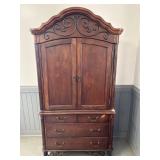 TV Armoire w/ Drawers & Iron Scroll Top