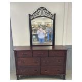 Dresser w/ Mirror & Iron Scroll Top