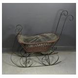 Vintage Wicker & Iron Doll Sleigh