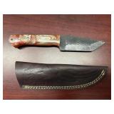Custom Fixed Blade Knife w/ Resin Handle & Sheath