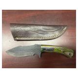 Custom Fixed Blade Knife with Wood Handle & Sheath