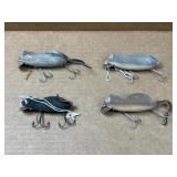4 Vintage Mouse Fishing Lures