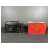 Red and Black Metal Ammo Crates