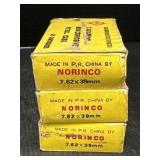 3 Norinco 7.62 x 39mm ammo
