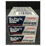 3 Federal 12ga Slugs Hollow Point Maximum