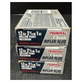 3 Federal 12ga Slugs Hollow Point Maximum