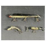 3 Vintage Fishing Lures Incl Jointed & Minnow