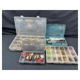 4 Tackle Boxes of Baits, Lures, and More
