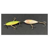 2 Vintage Fishing Lures Green & White