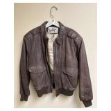 Winlit Brown Leather Pilot Jacket: - Medium