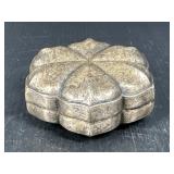 Ornate Floral Repousse Metal Trinket Box