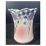 Signed Art Pottery Vase Floral Cutout Design