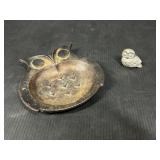 Cast Iron Owl Ash Tray and Small Statue