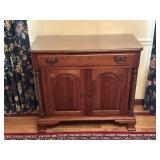 Wood Sideboard Cabinet w/ Glass Top & Storage