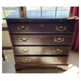4 Drawer Wood Chest w/ Brass Pulls