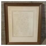 Framed Map of Illinois Print