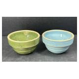 2 Stoneware Bowls w/ Sawtooth & Ribbed Design