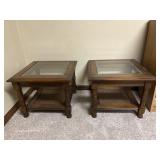 2 Small Glass Top End Tables