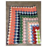 Handmade Patchwork Quilt w/ Patterned Back