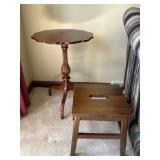 Antique Pedestal Table and Stool