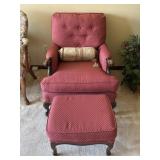 Upholstered Armchair w/ Ottoman & Accent Pillow