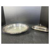 Sheridan Silver plated platter and butter dish