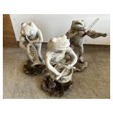 3 Concrete Frog Band Garden Statues