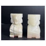 Carved Onyx Aztec Style Bookends Set