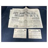 1941 WWII Newspaper and War Ration Books