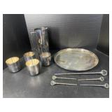 EP brass pitcher, cups, and more