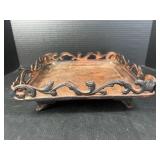 Ornate Metal Serving Tray Scrollwork