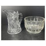 Cut Crystal Pitcher & Glass Bowl Serving Set
