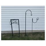 Shepherds hooks and hose storage