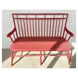 Red Painted Wooden Spindle Bench