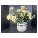 Ceramic flower pot with fake flowers