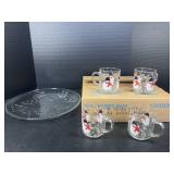 Luminare snowman cups and chistmas tree platter