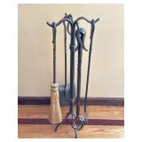 Fireplace Tool Set w/ Stand & Broom