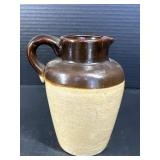 Stoneware Pitcher Brown Glaze Rustic Crock Style