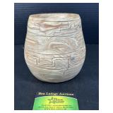 Unique Marbled Stone Vase Planter Earth Tone