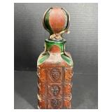 Green Glass Decanter w/ Leather Wrapped