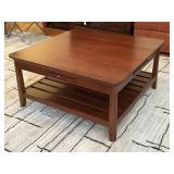 Wood Coffee Table w/ Drawer & Shelf