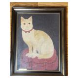 Framed Cat Oil Painting Replica H.A. DeNunzio