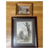 2 Framed Art Prints & Mini Oil Painting Landscape
