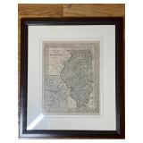 Framed Illinois State Map Springfield Inset Print