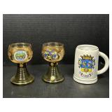 German Glass Goblets and Stein