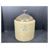 2 Gallon Stoneware Crock Jug w/ Brown Top