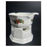 Christmas Ceramic Fondue Set w/ Warmer
