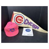 Vintage Chicago Cubs Hats, Pendant, and Card Book