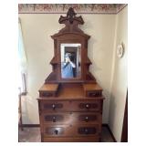Antique Eastlake Style Walnut Dresser w/ Mirror