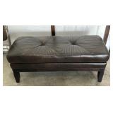 Brown Tufted Faux Leather Storage Bench
